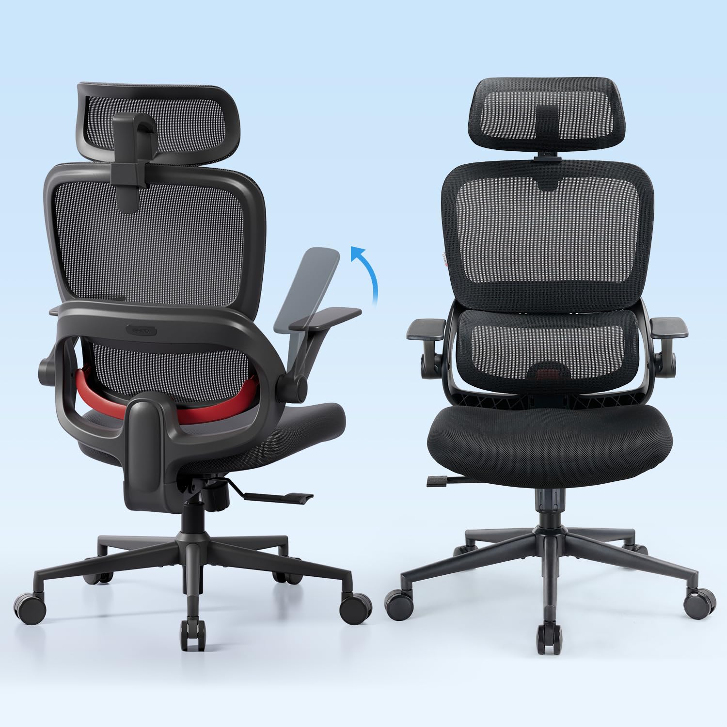SIHOO B100 オフィスチェア メッシュ ダークグレー 新品 Amazon.co.jp: SIHOO B100-SE オフィスチェア デスクチェア 2Dフリップ